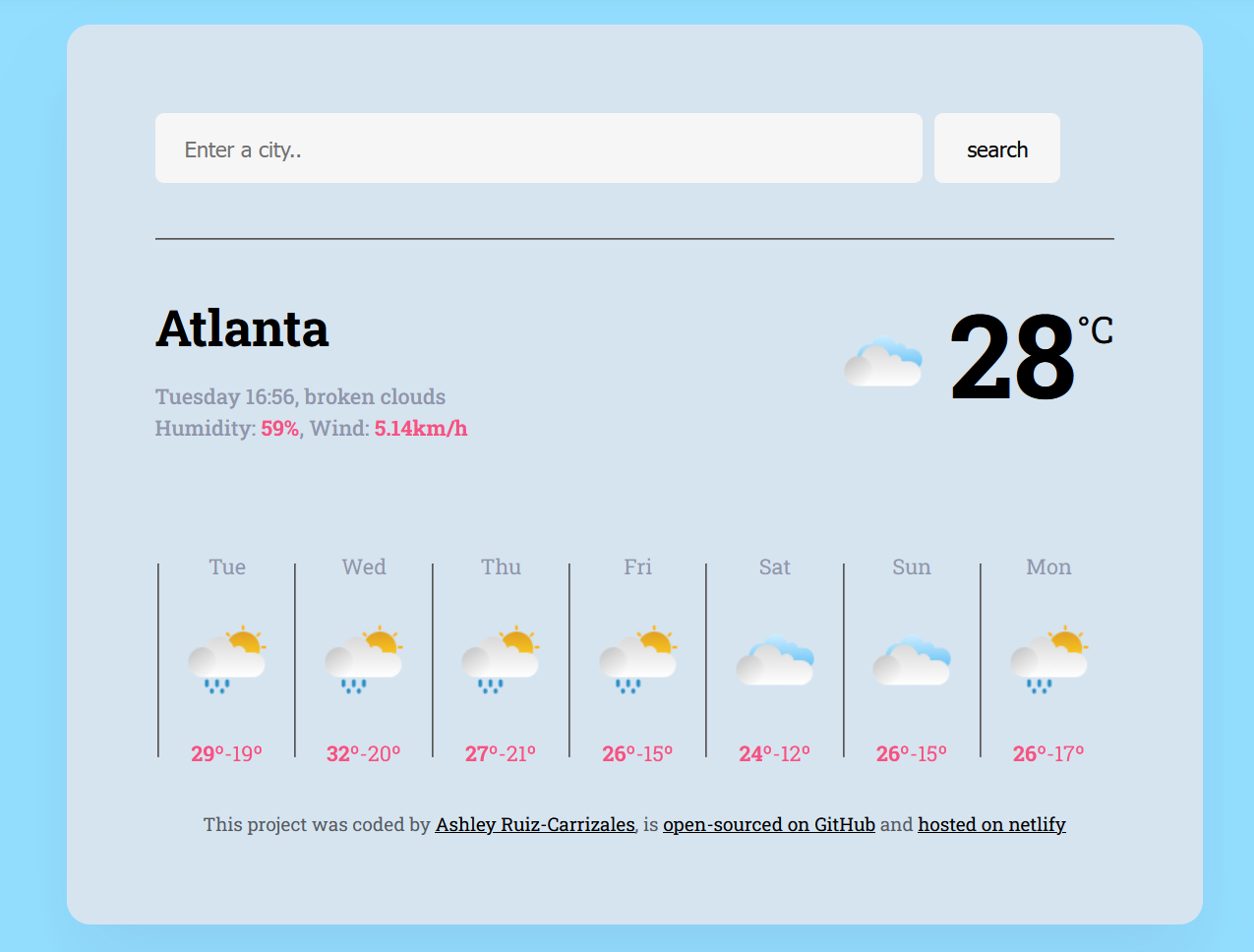 weather app preview